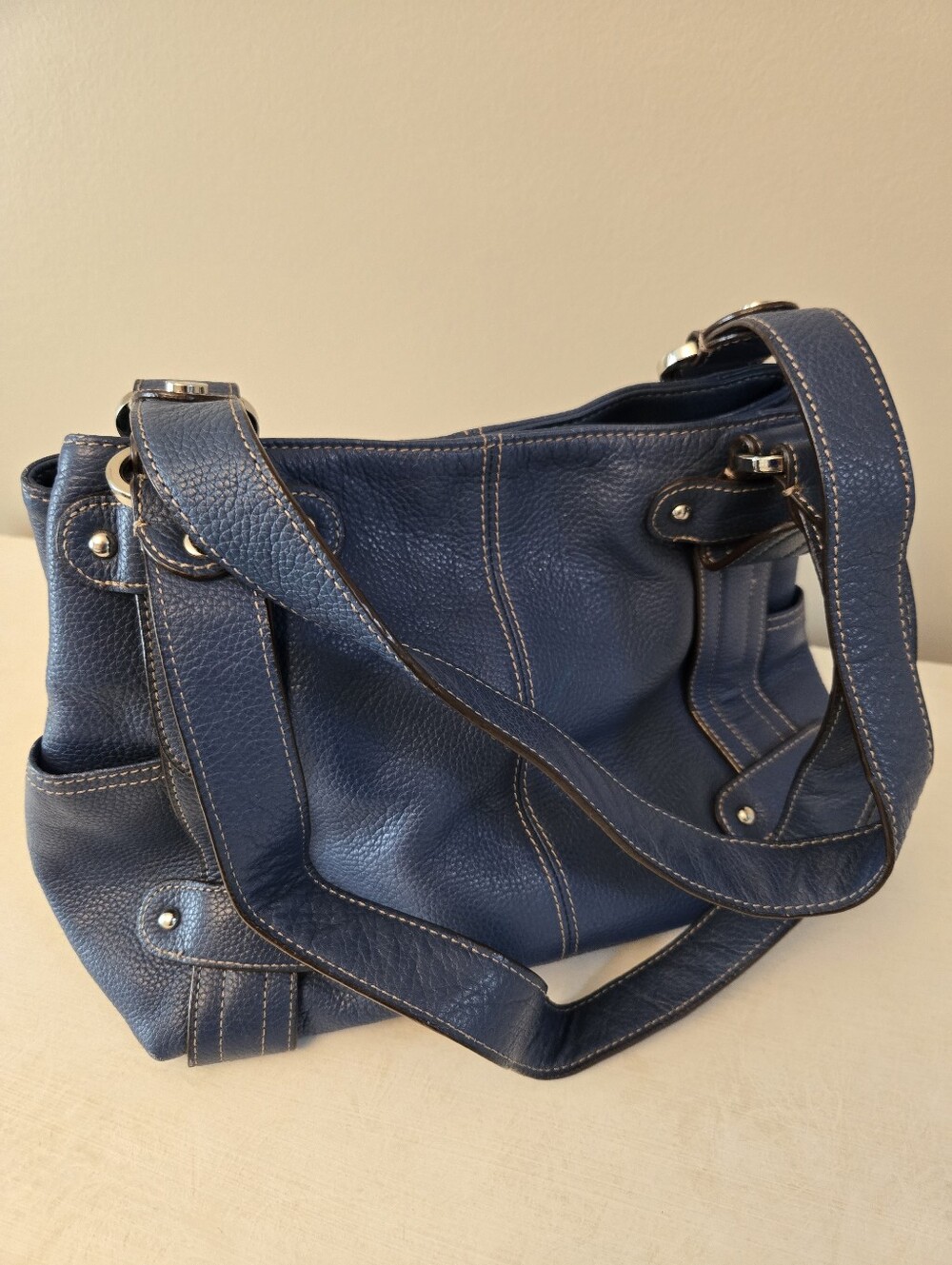 Tignanello Blue Shoulder Bag Satchel - Picture 3 of 16